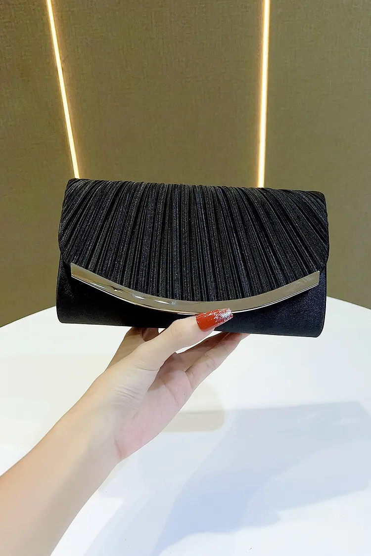 Rectangle Shaped Pleated Dinner Party Satin Purses Clutch Bag