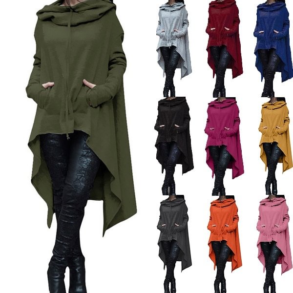 Women's Solid Color Drawstring Sweater Coats Loose Bat Wing Long Sleeve Hoodie S-5XL - Shop Trendy Women's Fashion | TeeYours
