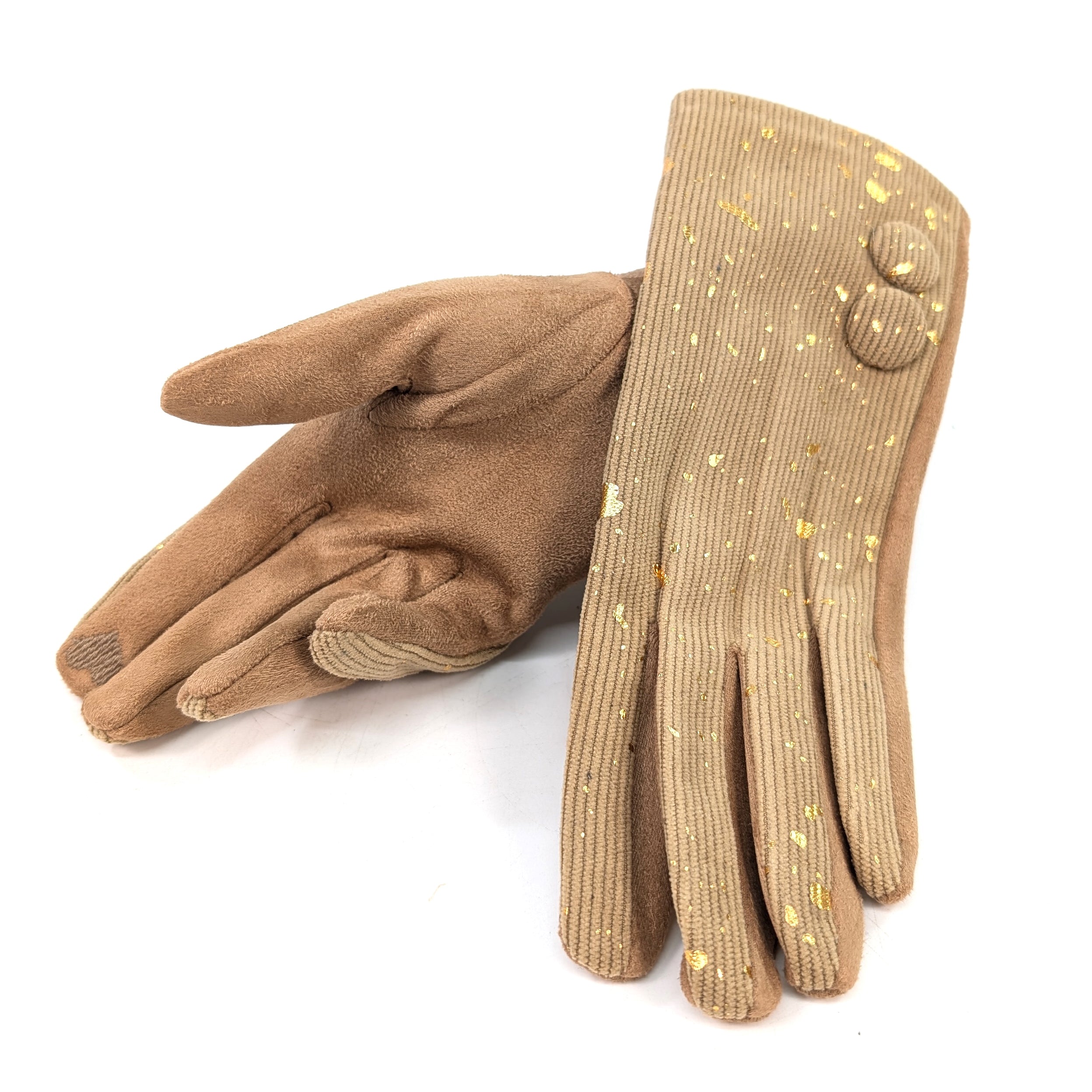 Splatters of Sparkle Gloves - Oatmeal