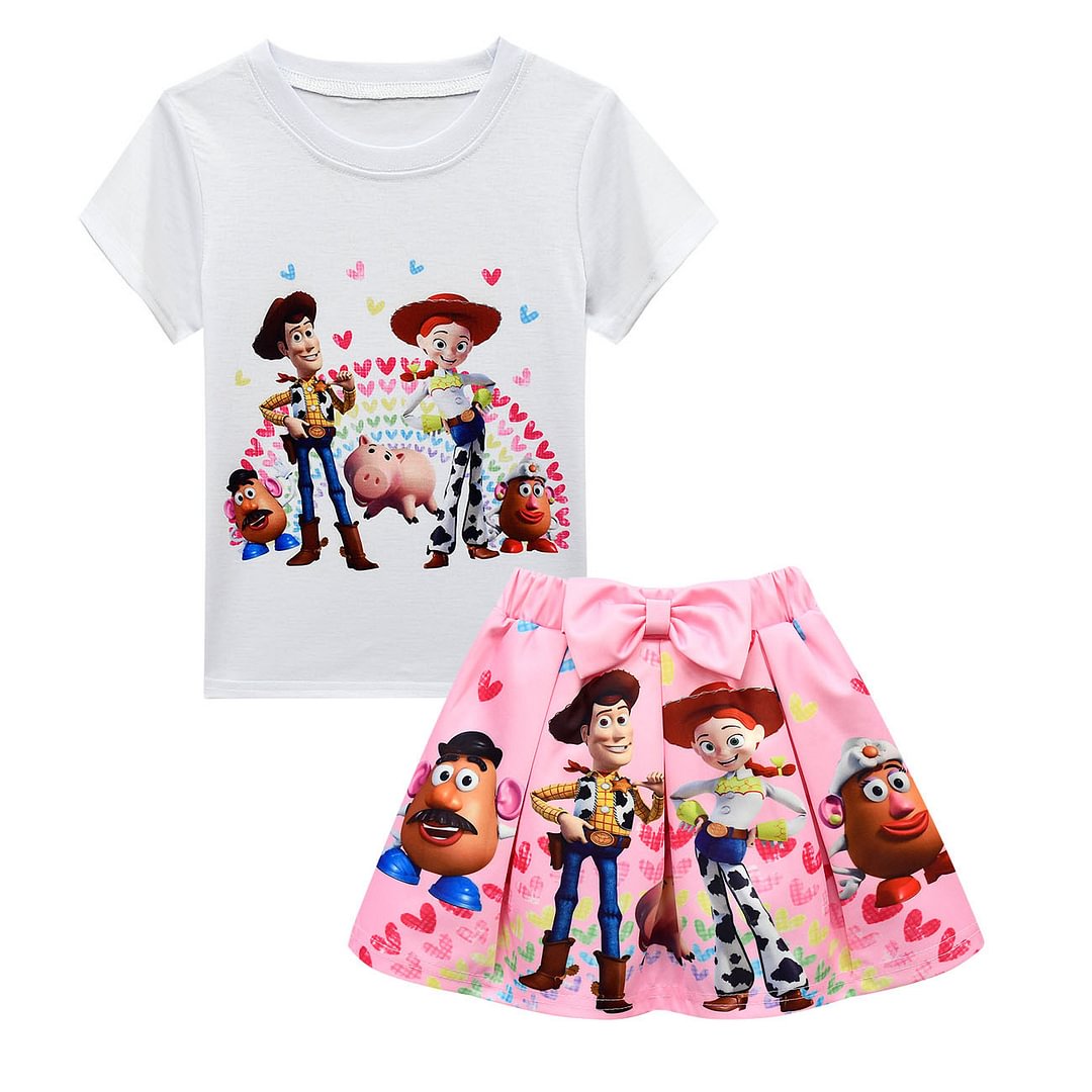 Children suit skirt girls short sleeve short skirt bag hat-Pajamasbuy