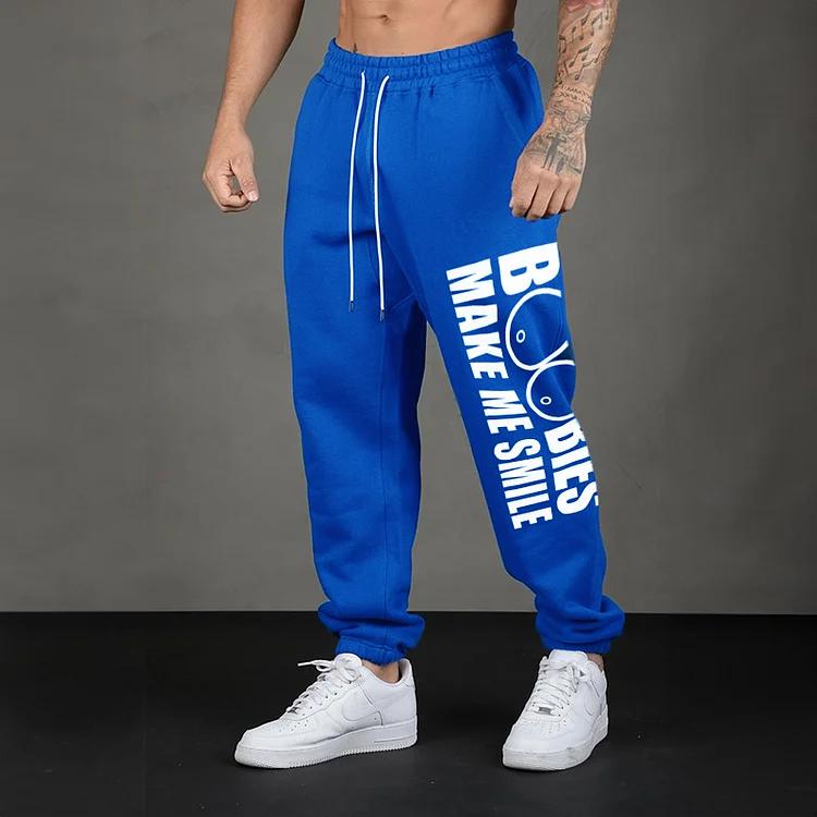 BOOBIES MAKE ME SMILE GRAPHIC PRINT JOGGERS