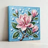 (25x25cm)DIY Pink Magnolia Flower Framed Handmade Pearl Painting Art Craft Kit Living Home Decor