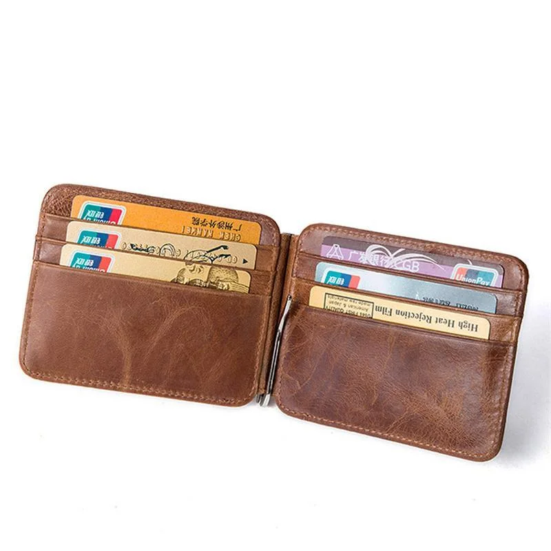 Multifunctional Men's Solid Color Leather Retro Wallet