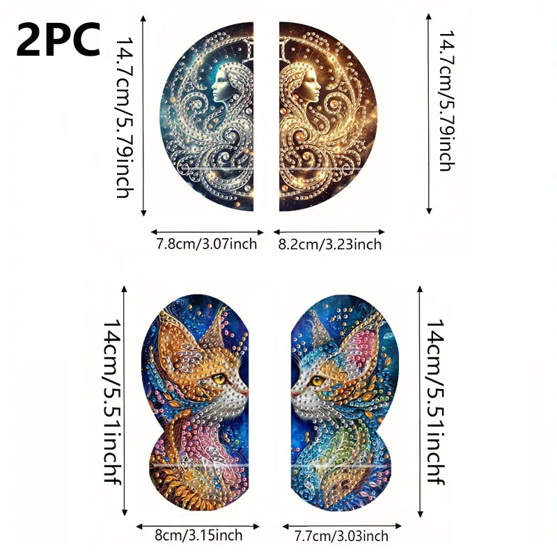 2pcs 2D Flat DIY Diamond Art Pendant DIY Home Decor Hanging Charm (Goddess)