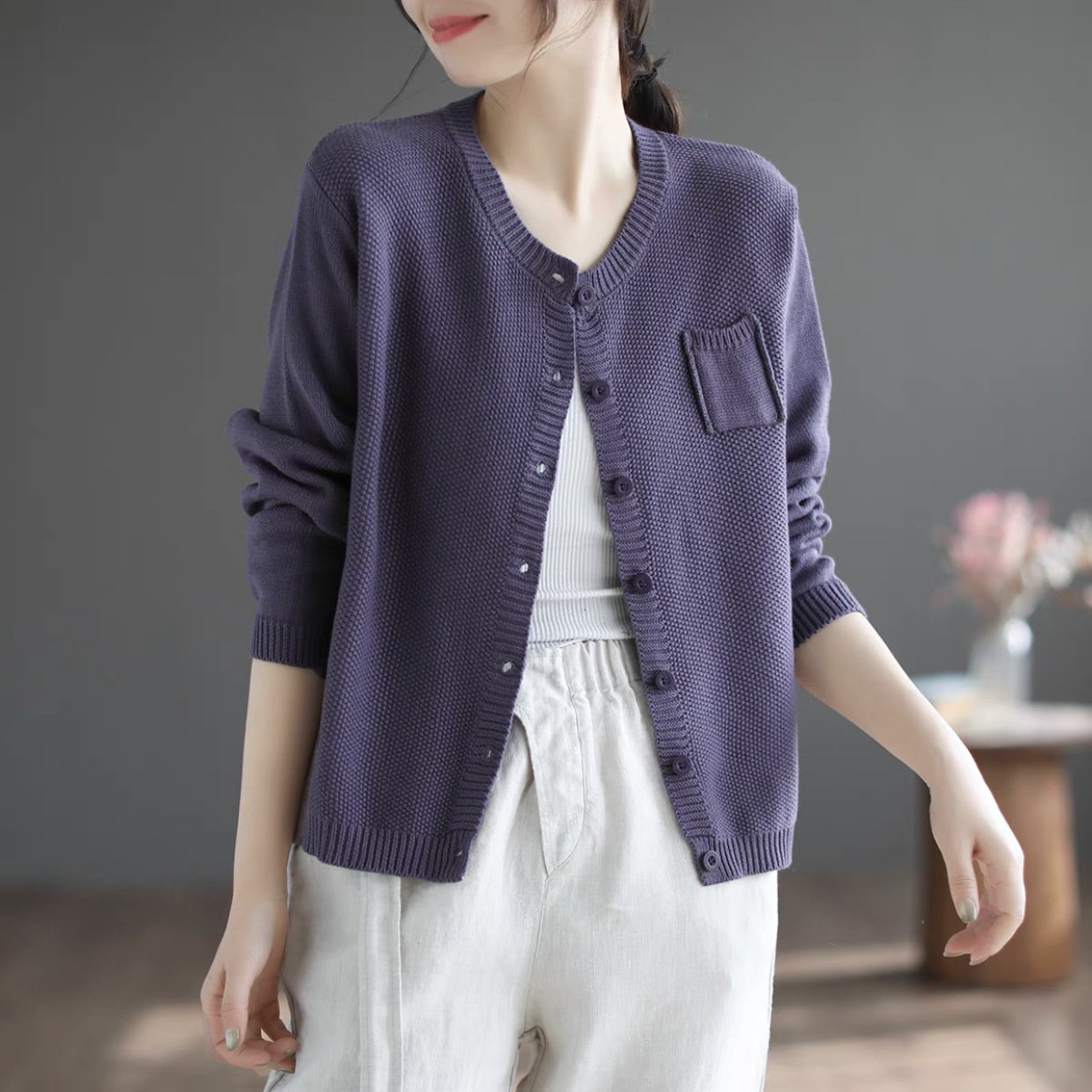 Chicfifth Sweater Women Winter Long Sleeve High Quality Autumn Vintage Top Knitted Cardigan