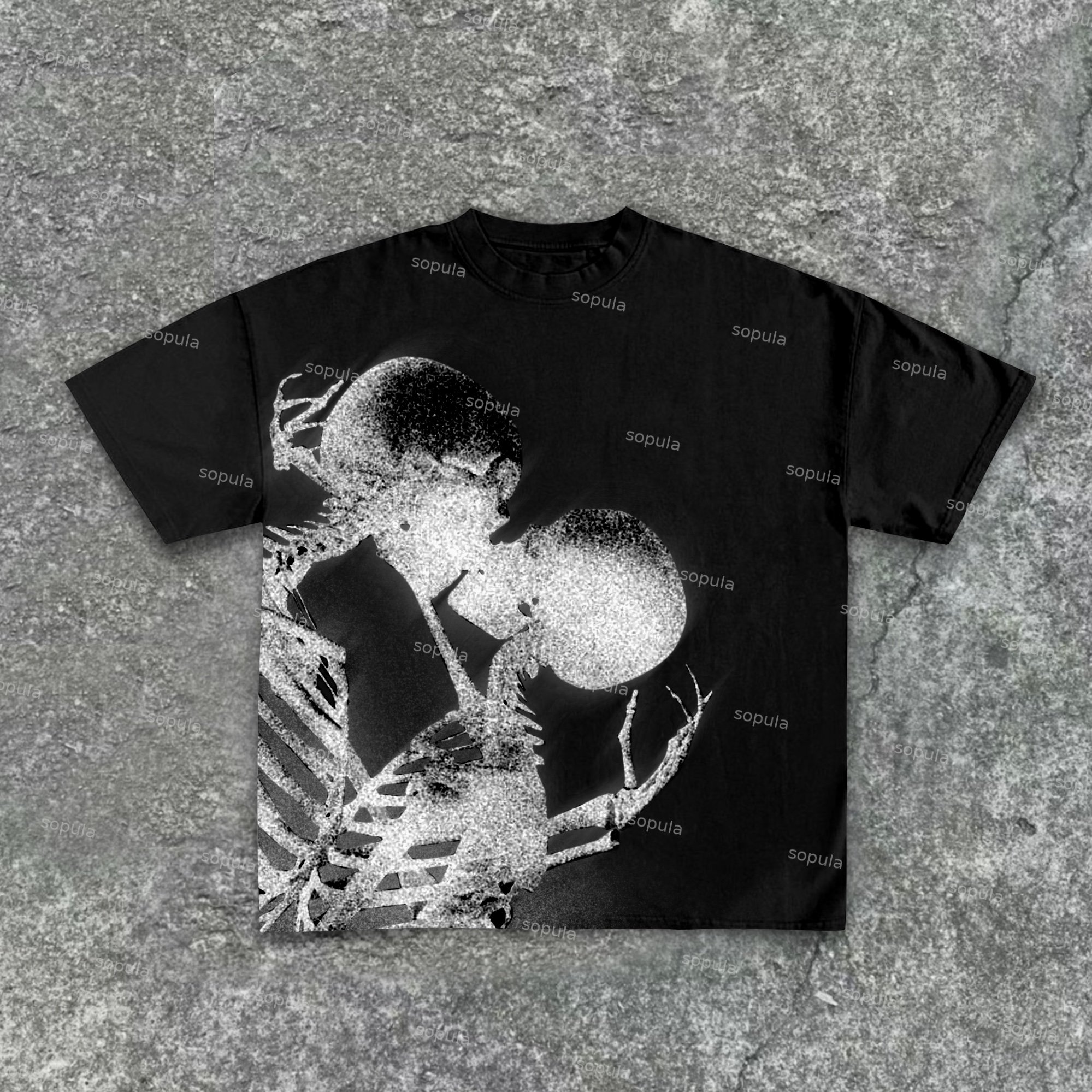 Sopula Large-Scale Skeleton Graphic Print Pattern With A Sense Of Design Cotton T-Shirt