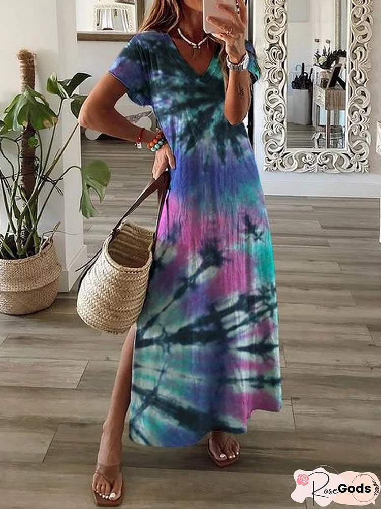Ombre/Tie-Dye Shift Boho Knitting Dress
