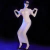 Sexy Porn Dress Full-Body Oil Shiny Glossy Sheer Dresses Transparent High Elasticity Night Club Wear Erotic Lingerie