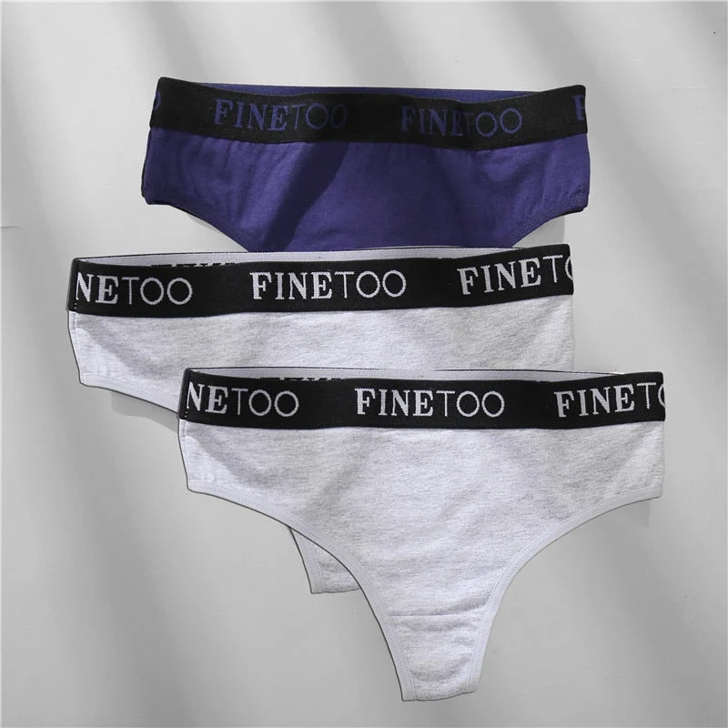 FINETOO 2/3PCS Cotton Sexy Underwear G-string Women M-XL Panties Fashion Letter Waist Femme 2021 Underpant For Woman Thong Girls