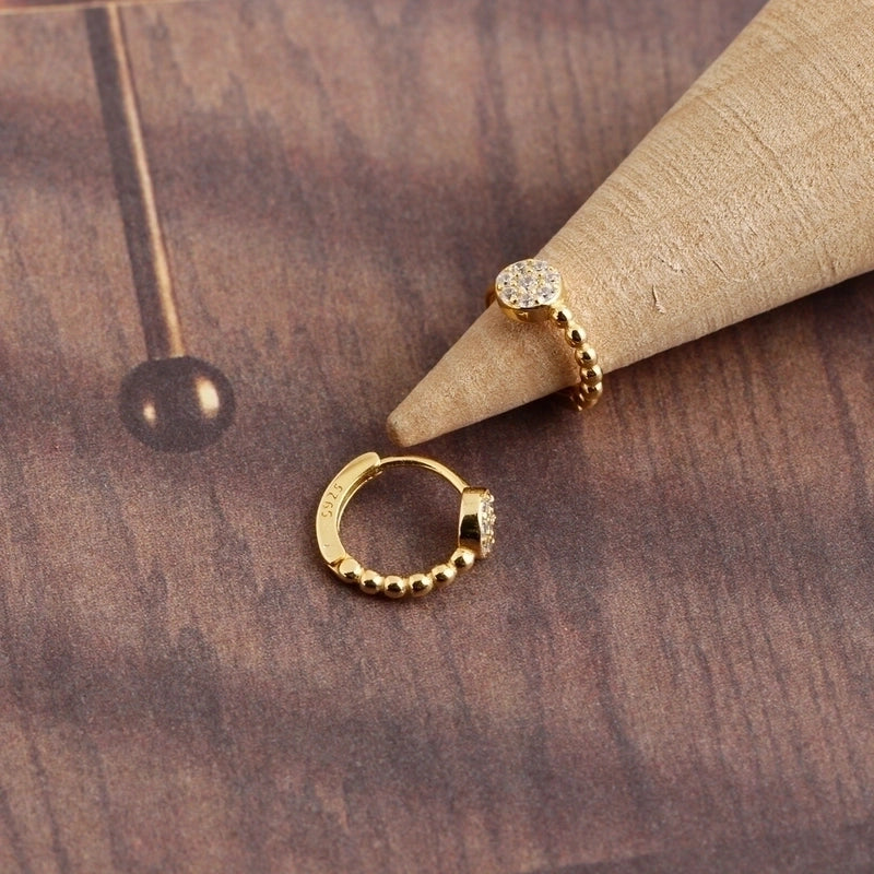 1 Pair 925 Sterling Silver Zircon Geometric Earrings