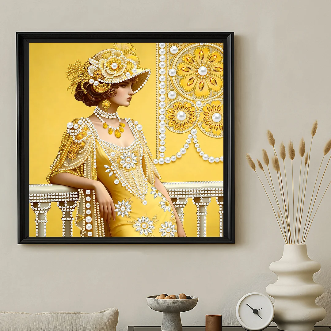 Yellow Beauty Special Shaped 5D DIY Partial Drill Diamond Painting Kit 30x30cm