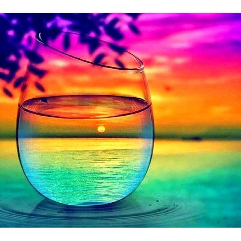 DIY Paint by Numbers Canvas Painting Kit for Kids & Adults - Colorful Glass Drink Sunset、bestdiys、sdecorshop