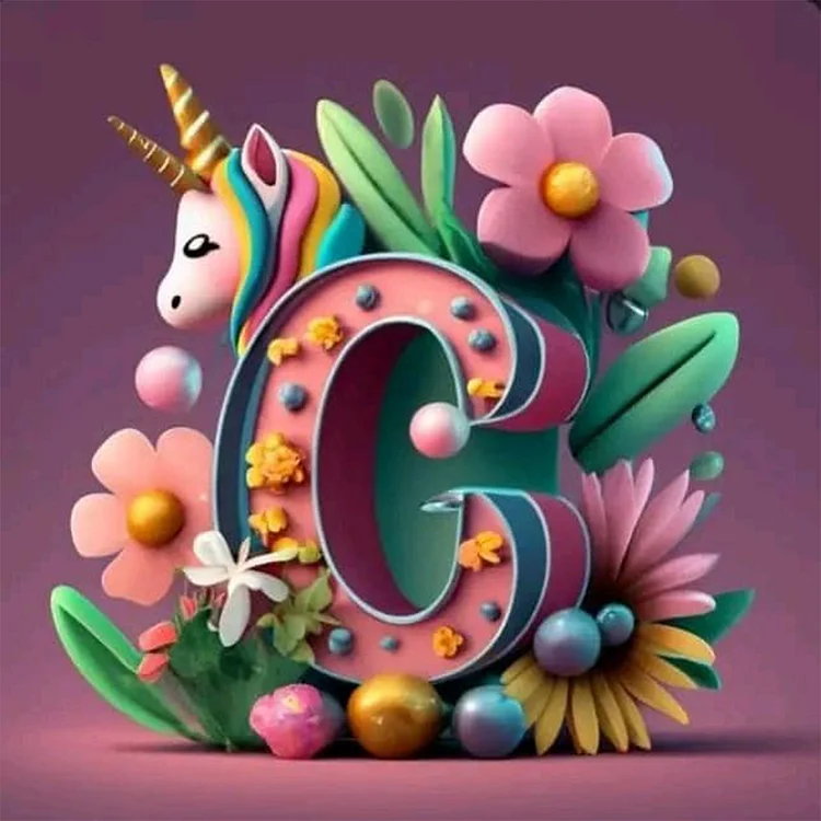 Unicorn Letter C 30*30CM (Canvas) Full Round Drill Diamond Painting gbfke