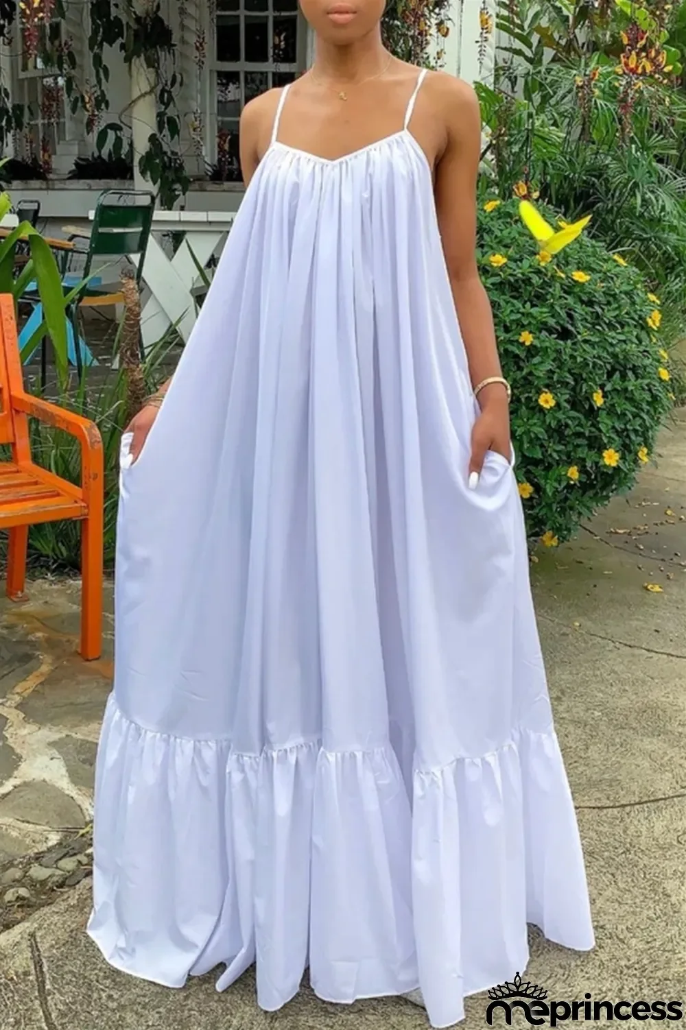 Light Purple Sexy Casual Solid Backless Spaghetti Strap Loose Sling Dress