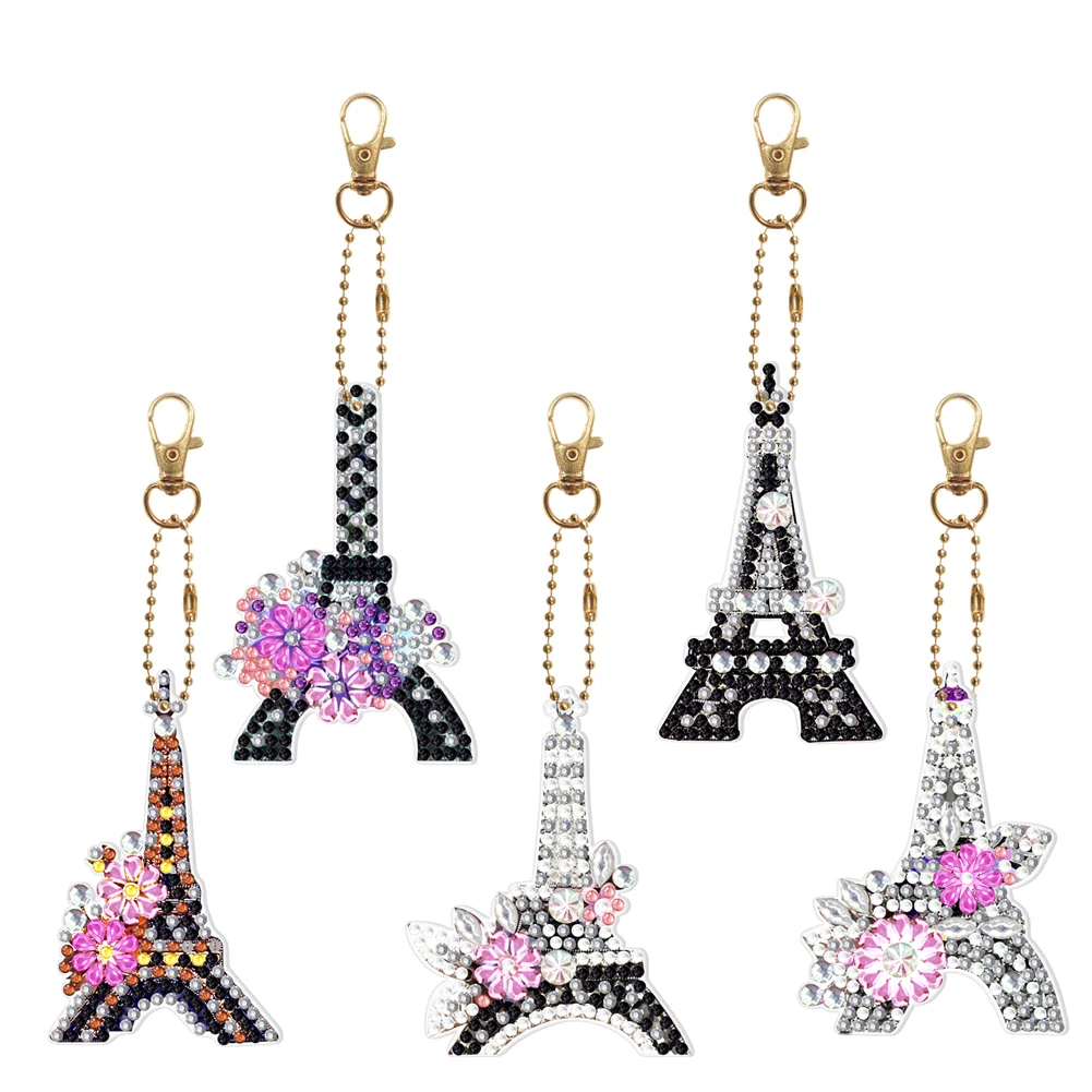 Diamond Painting Keychain DIY Double-sided Special-shaped Drill Key Ring Pendant