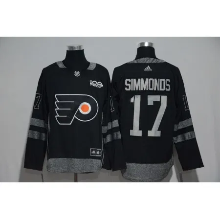Philadelphia Flyers #17 Wayne Simmonds Black Men's 1917-2017 100th  Anniversary   Stitched NHL Jersey