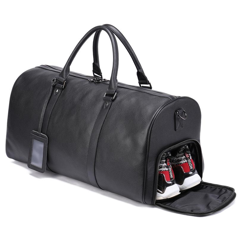 Large Capacity Travelling Simple Style Handy Trendy Leather Chunky Duffel Bag