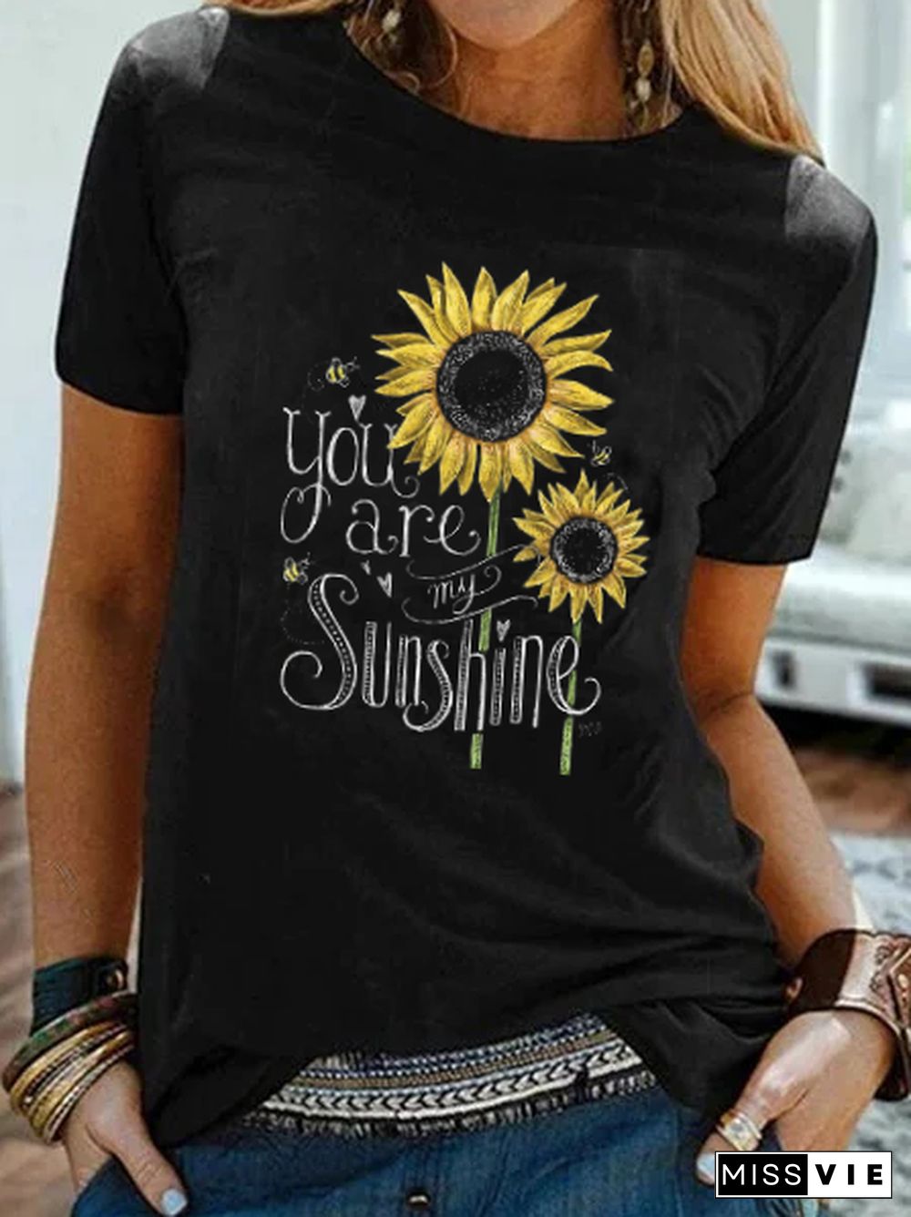 Crew Neck Floral Vintage T-shirt
