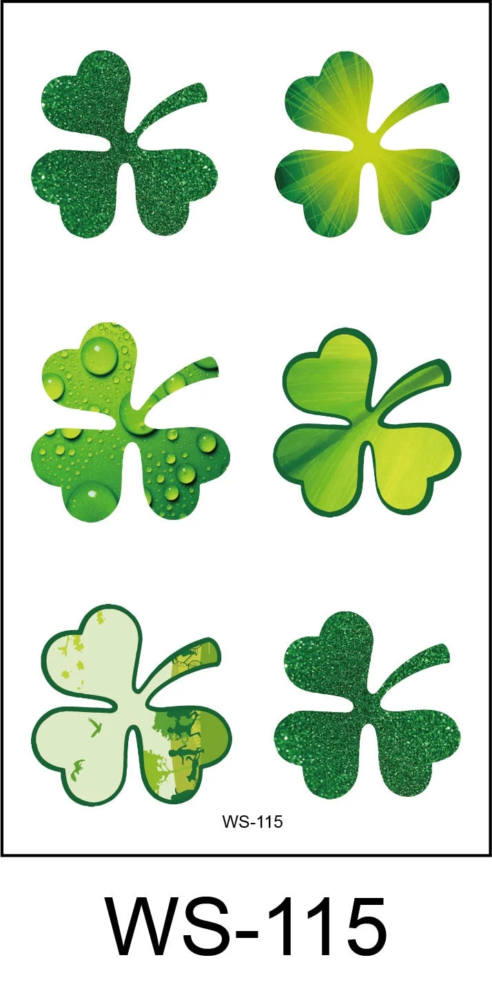 New cross-border waterproof sweat green hat clover face sticker European and American fashion temporary tattoo sticker
