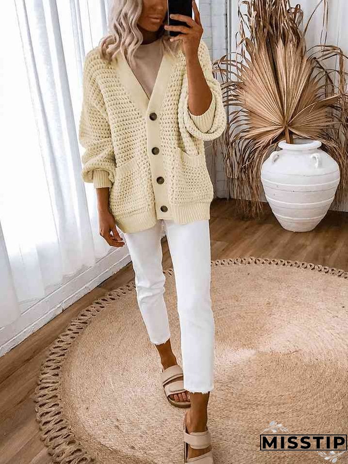 V-Neck Long Sleeve Cardigan