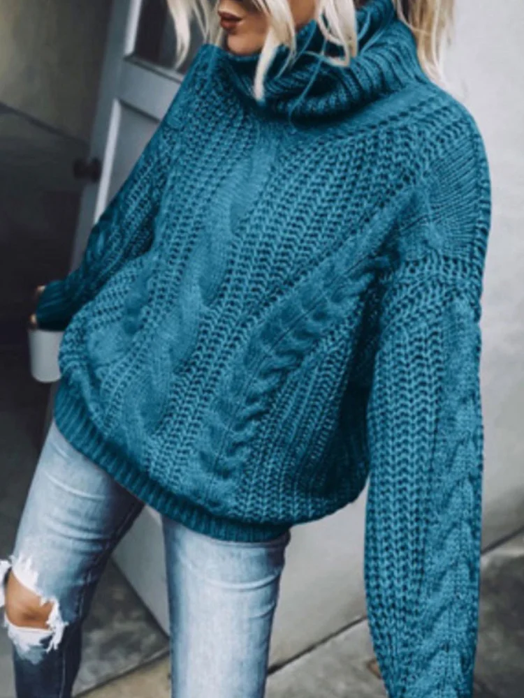 Long Sleeve Vintage Shift Cotton-Blend Sweater