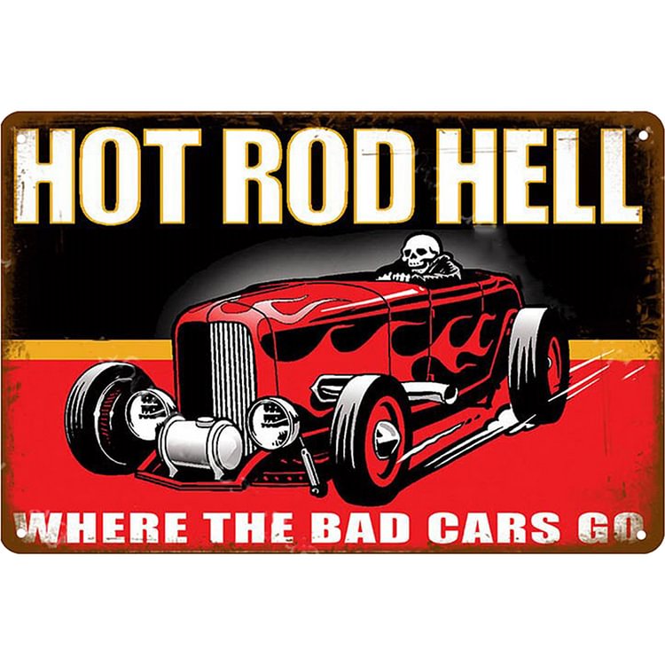 【20*30cm/30*40cm】Hot Rod Hell - Vintage Tin Signs/Wooden Signs