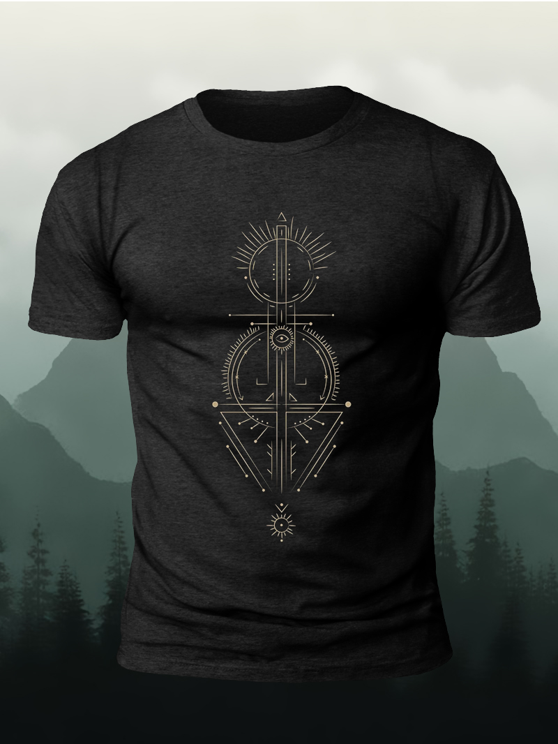 Magical Sacred In Vintage Retro Engraving Style Print Short Sleeve T-Shirt