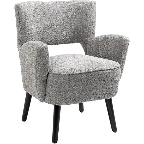Modern Accent Chair - Cozy Chair with Upholstered Seat, Mid-Century Comfy Accent Chair with Armrests for Living Room, Bedroom