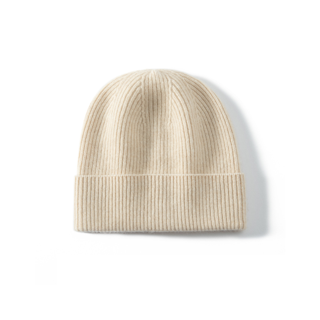 100% Cashmere Cuffed Beanies Classic Ribbed REAL SILK LIFE