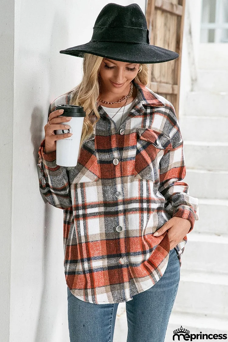 Orange Flannel Plaid Shirt