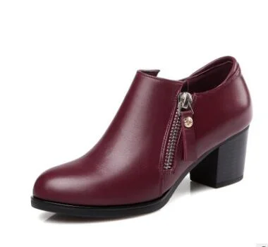 Genuine leather woman shoes 2021 autumn new deep mouth singles shoes cowhide thick with large size 35-43 of dress shoes