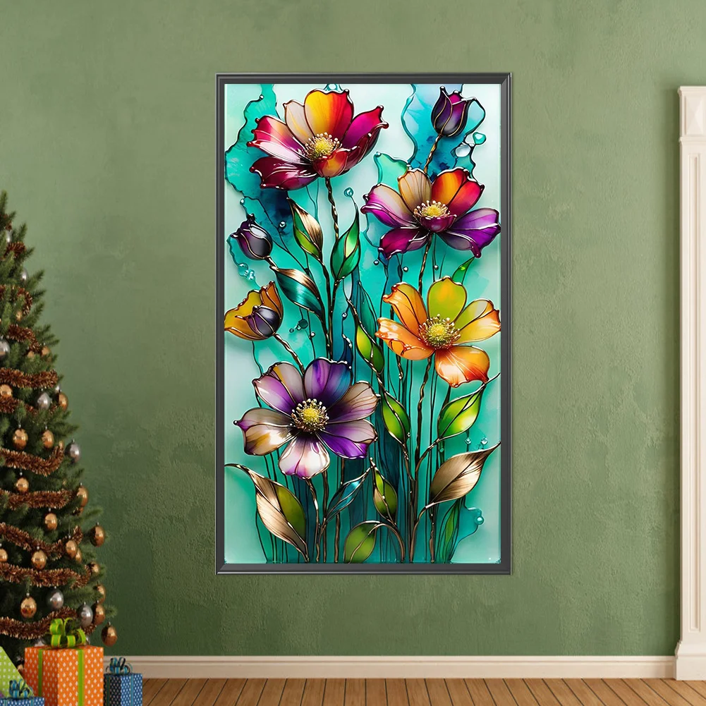 Partial AB Diamond Painting - Full Round Drill - Glass Flower(Canvas|45*75cm)