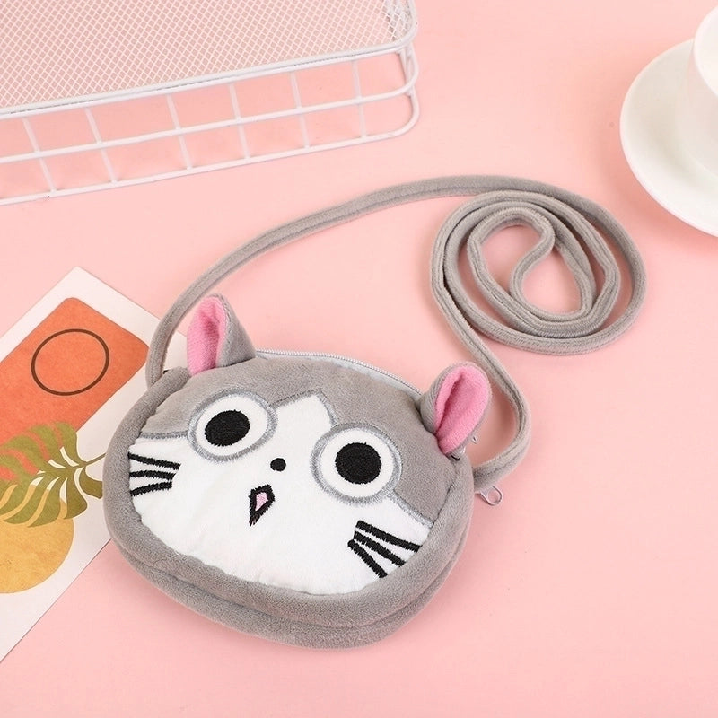 Kid’s Small Plush Rabbit Cat Elephant Cute Zipper Crossbody Bag