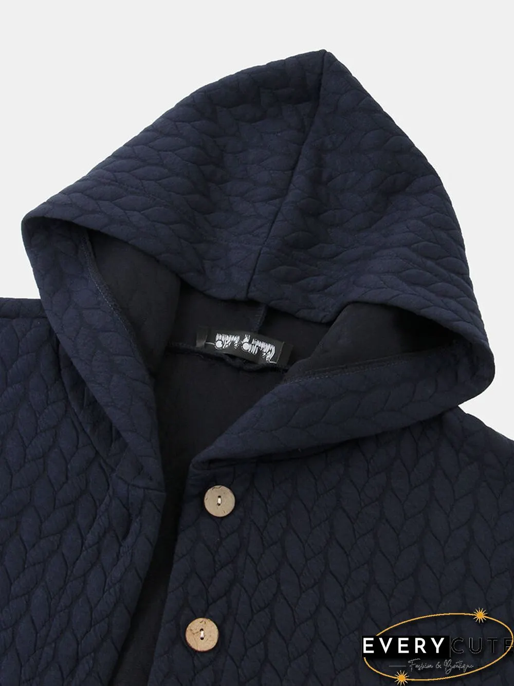 Casual Jacquard Pockets High Low Thin Loose Hooded Coat