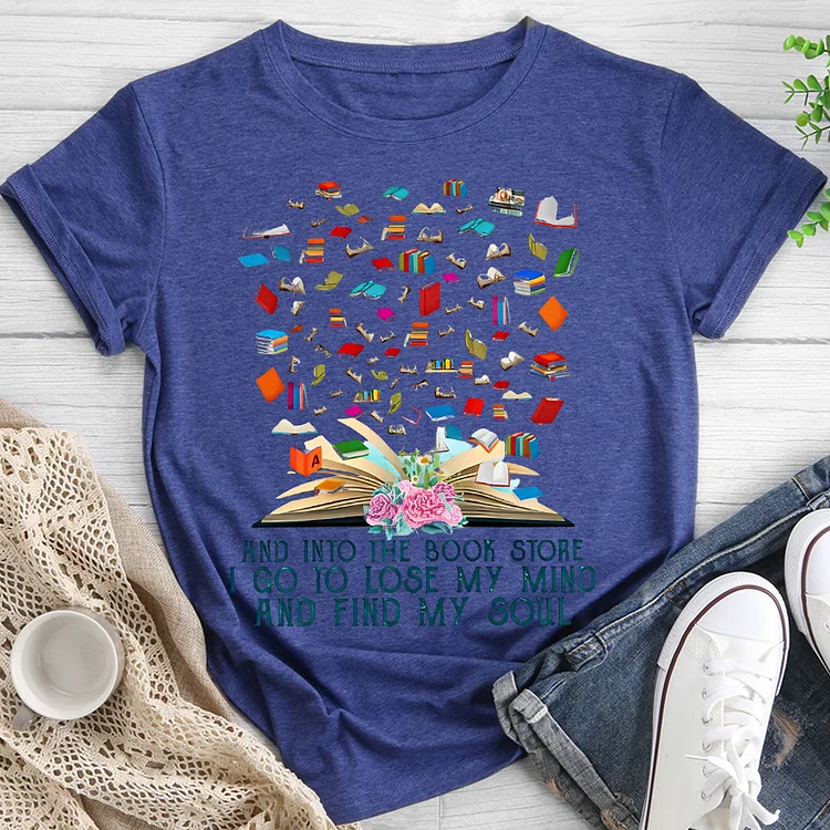 Book and flower T-shirt-BSYQ0039