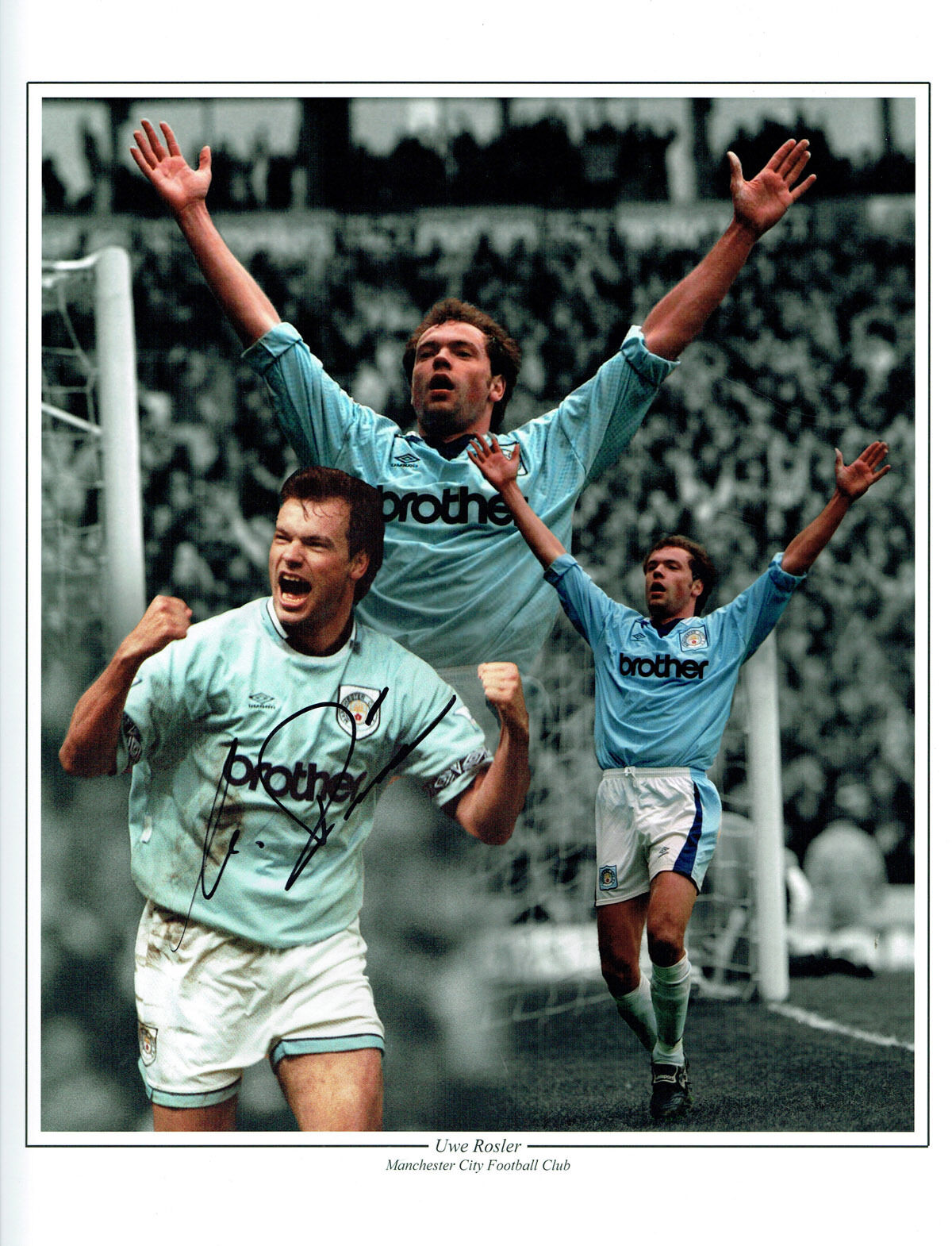 Uwe ROSLER Signed Autograph 16x12 Montage Photo Poster painting AFTAL COA Manchester City