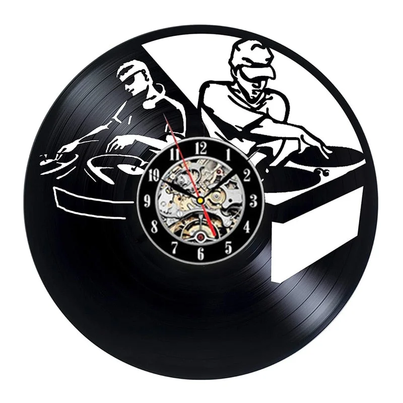 DJing Vinyl Record Wall Clock Modern Design Music Theme DJ Rock Band Combination CD Clocks Hanging Wall Watch Home Decor