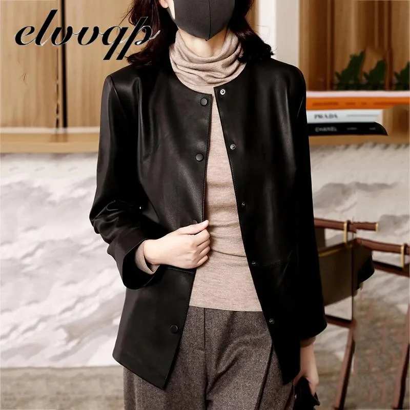 Khaki Black Leather Jacket Women Biker Jacket Leather Coat Women Office Work Good Quality Womens Pu Faux Leather Plus size 4XL