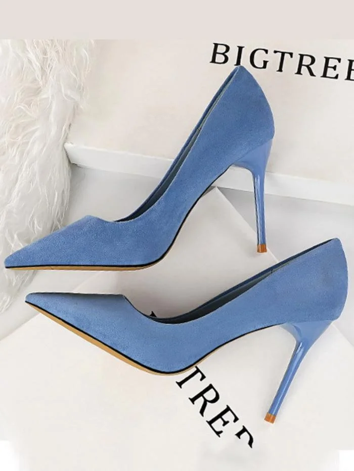 Fashion simple stiletto suede shallow pointy high-heeled sexy shoes