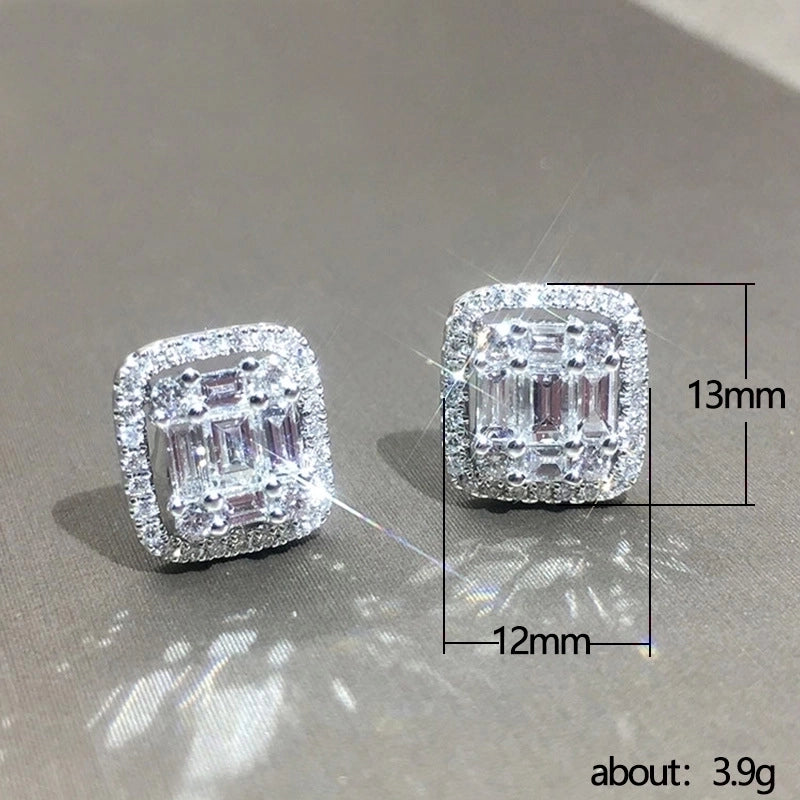 T Cubic Zirconia Fashion Women’s Platinum Diamond Copper Earrings