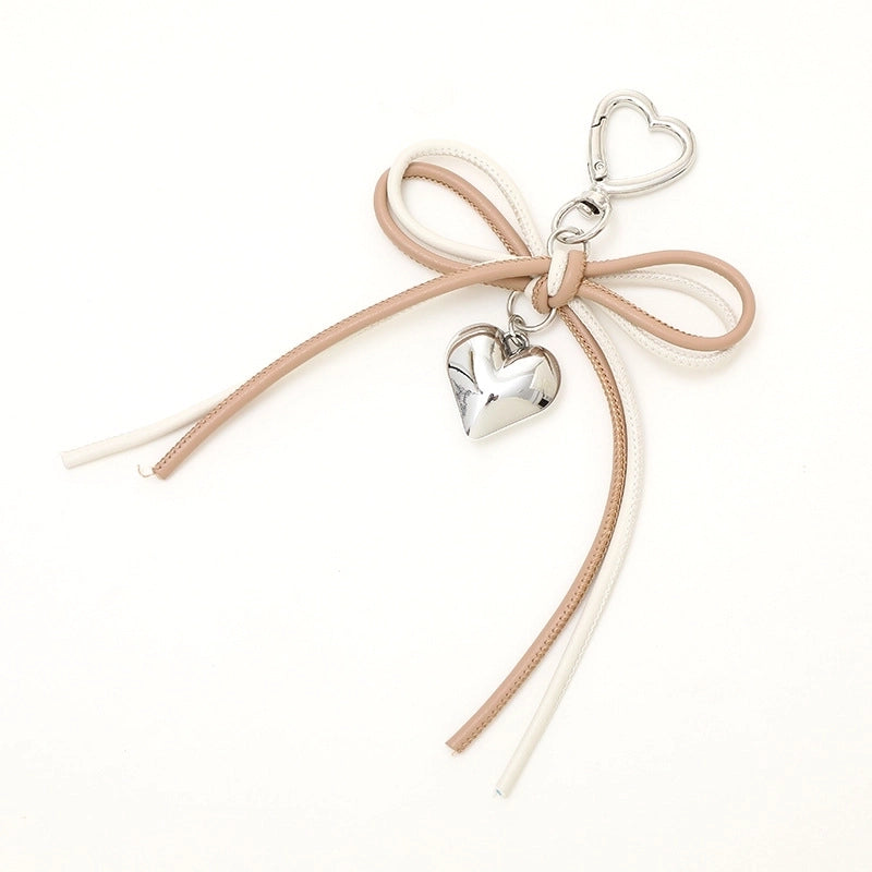 Sweet Heart Shape Bow Knot Pu Leather Zinc Alloy Keychain