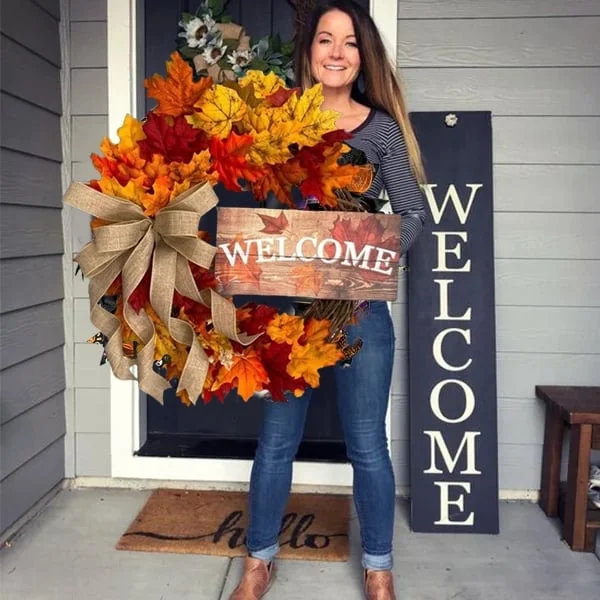 🔥Last Day 70% OFF🍁Handmade Farmhouse Fall Wreath For Front Door