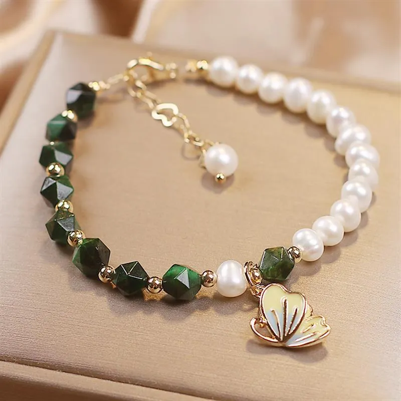 Summer Butterflies Freshwater Pearl Agate Bracelet