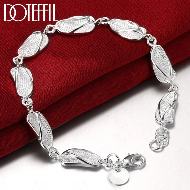 DOTEFFIL 925 Sterling Silver Slippers Shoe Bracelet Chain For Women Jewelry