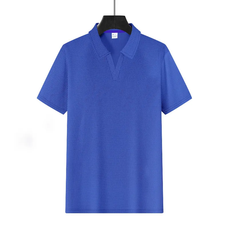 Breathable V-Neck Polo Shirt 2026 Men’s Summer Ice Silk Lightweight Stretch Short Sleeve T-Shirt