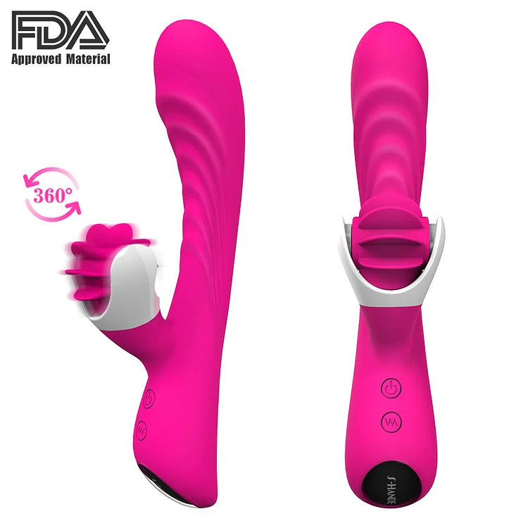 Silicone Electric Adult Sex Toy Vibrating Rotation Licking Tongue Dildo Vibrator For Woman