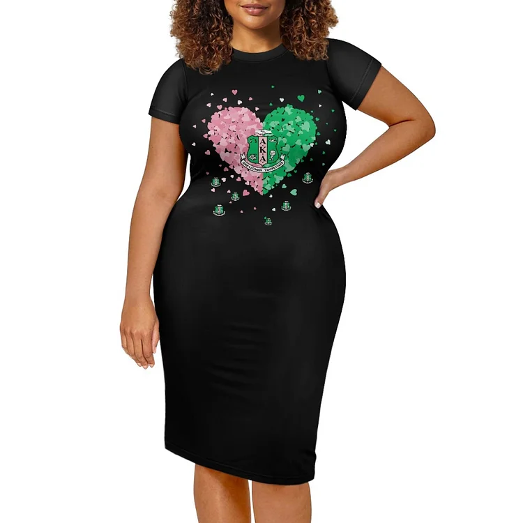 Heart Print new design short sleeve dress