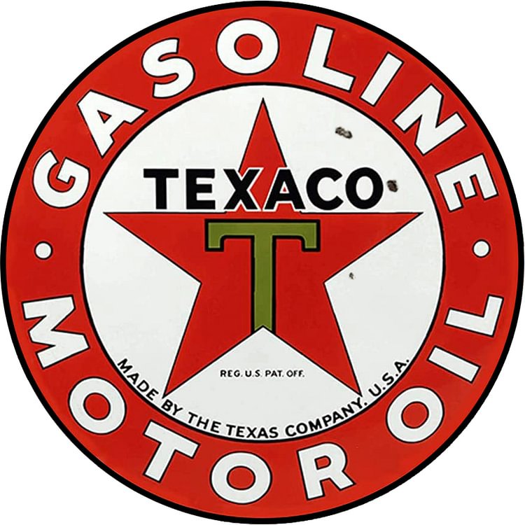 30*30cm - Texaco Gasoline Motor Oil - Round Tin Signs/Wooden Signs