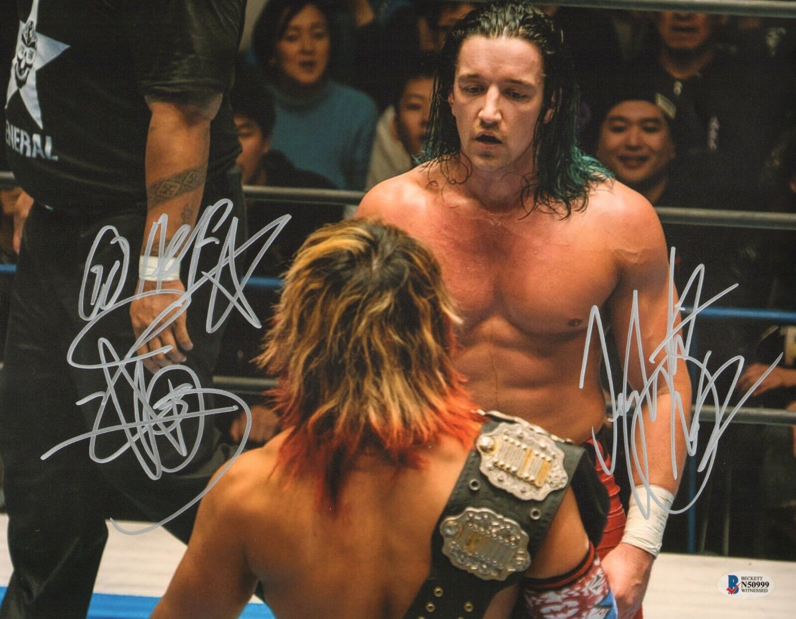 Hiroshi Tanahashi Jay White Signed 11x14 Photo Poster painting BAS COA New Japan Pro Wrestling 1