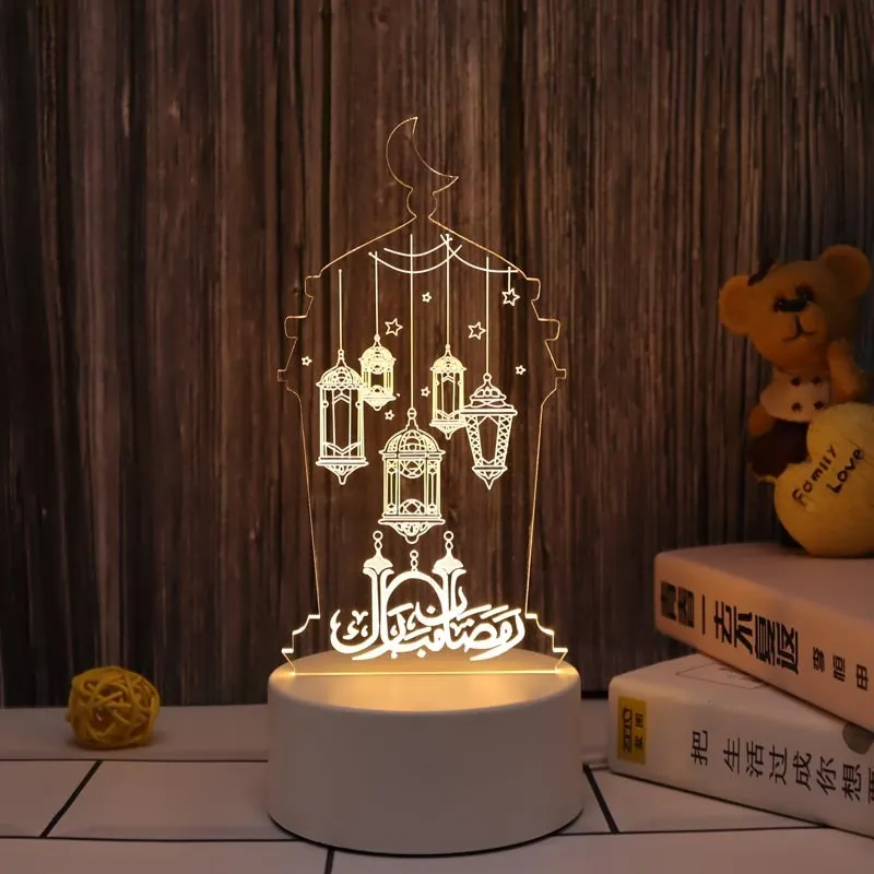 2022 Ramandan Decoration LED Night Light EID Mubarak Moon Acrylic Table Lamp Islam Muslim Party Decor for Home Eid Al Adha Gifts